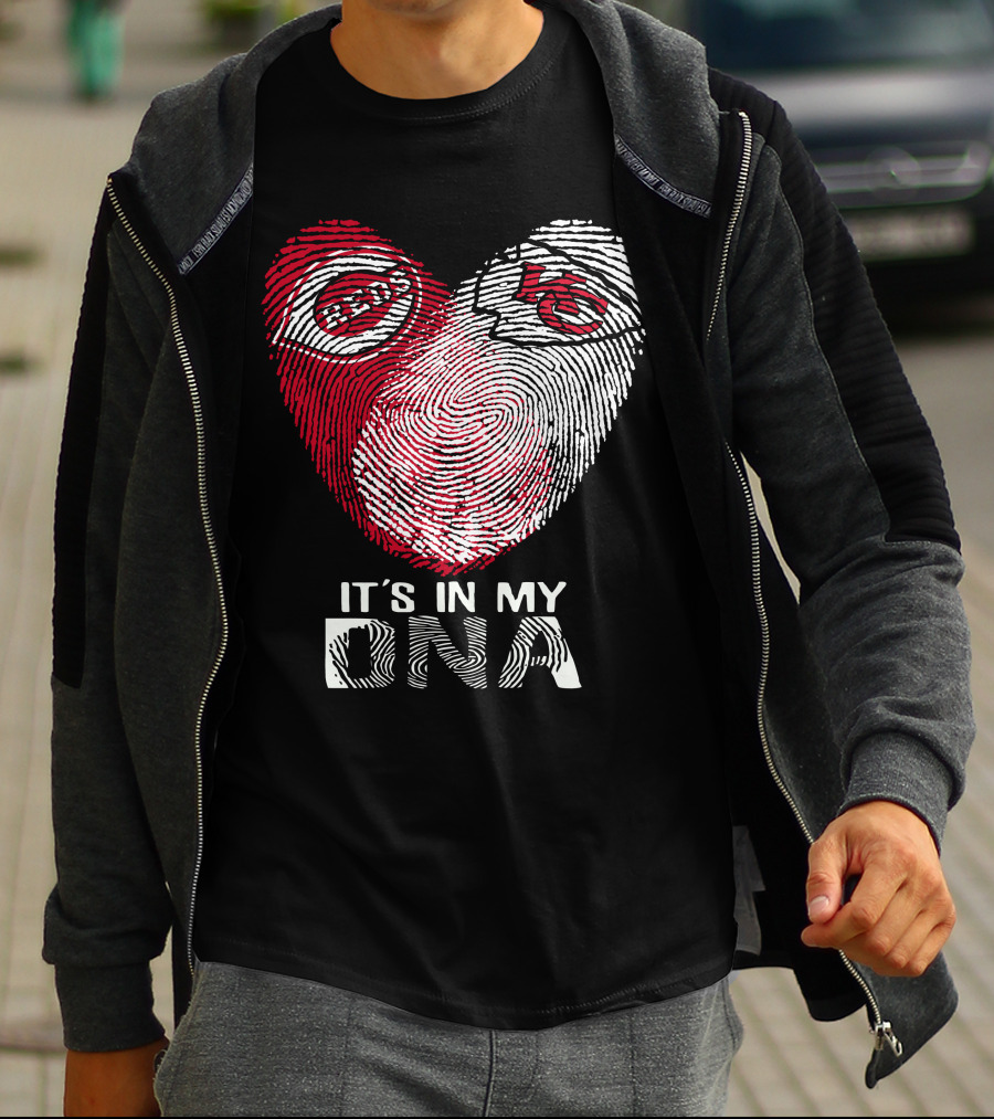 Cincinnati Reds Chiefs It's In My DNA Fingerprint Heart T-Shirt