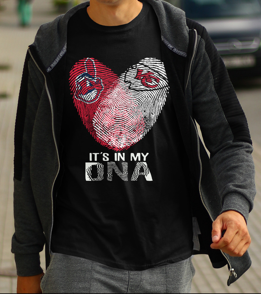 It's In My DNA Cleveland Indians Chiefs Fingerprint Heart T-Shirt