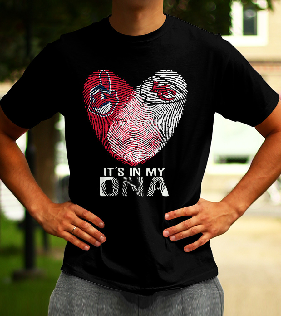 It's In My DNA Cleveland Indians Chiefs Fingerprint Heart T-Shirt