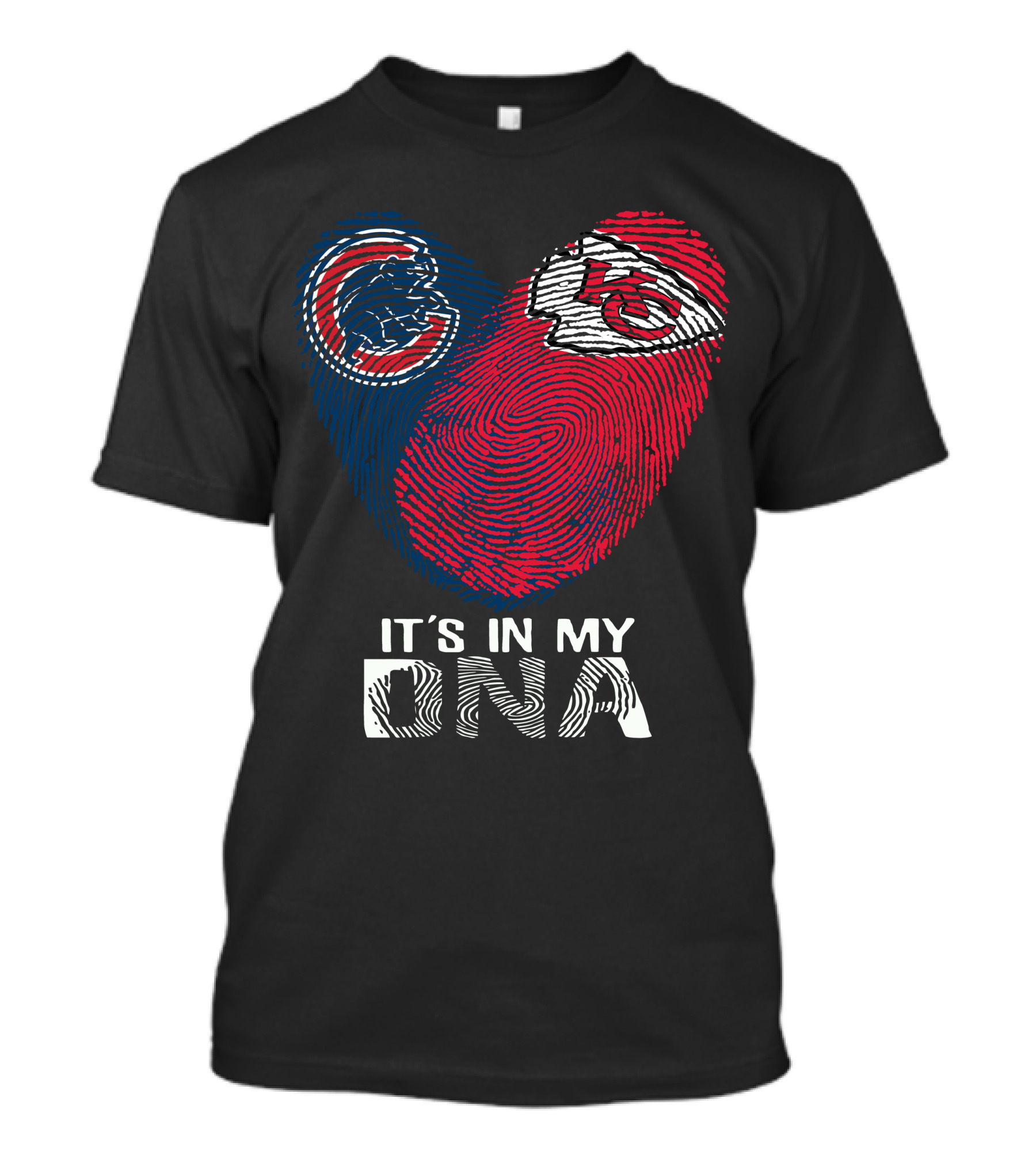 Chicago Cubs And Chiefs It's In My DNA Fingerprint Heart T-Shirt