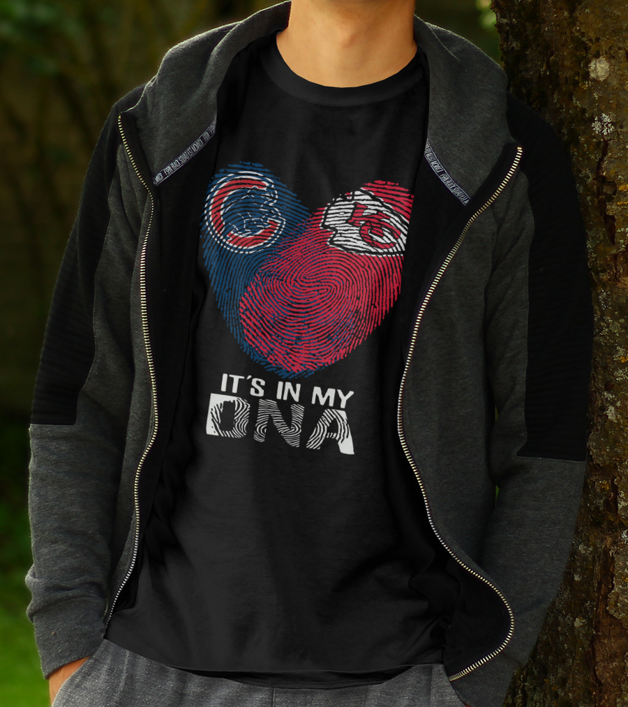 Chicago Cubs And Chiefs It's In My DNA Fingerprint Heart T-Shirt