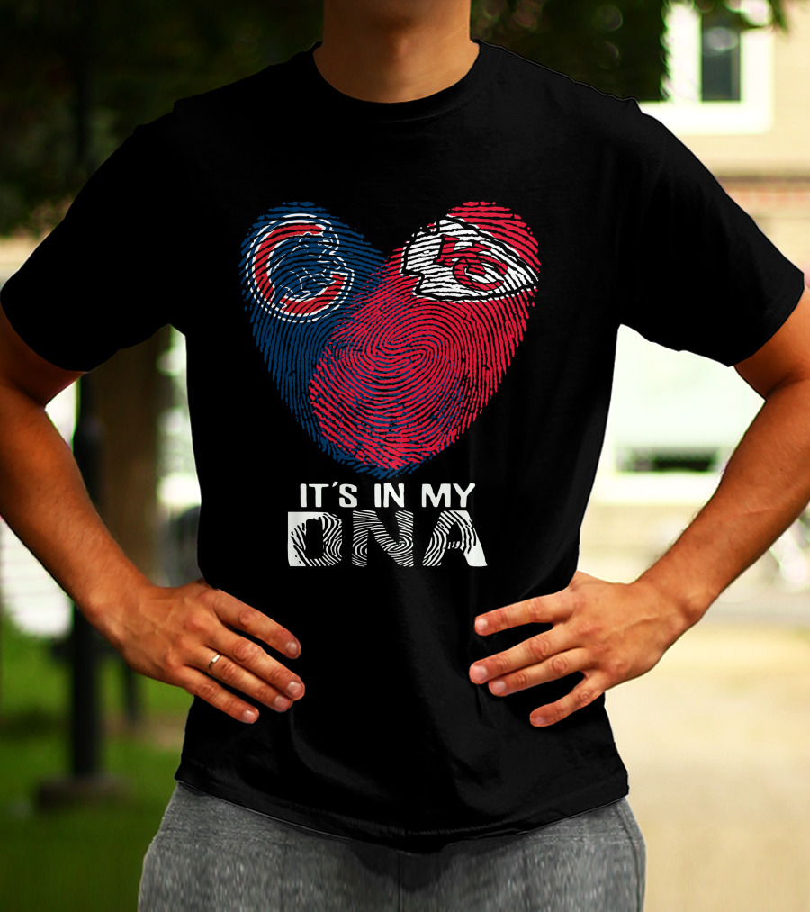Chicago Cubs And Chiefs It's In My DNA Fingerprint Heart T-Shirt