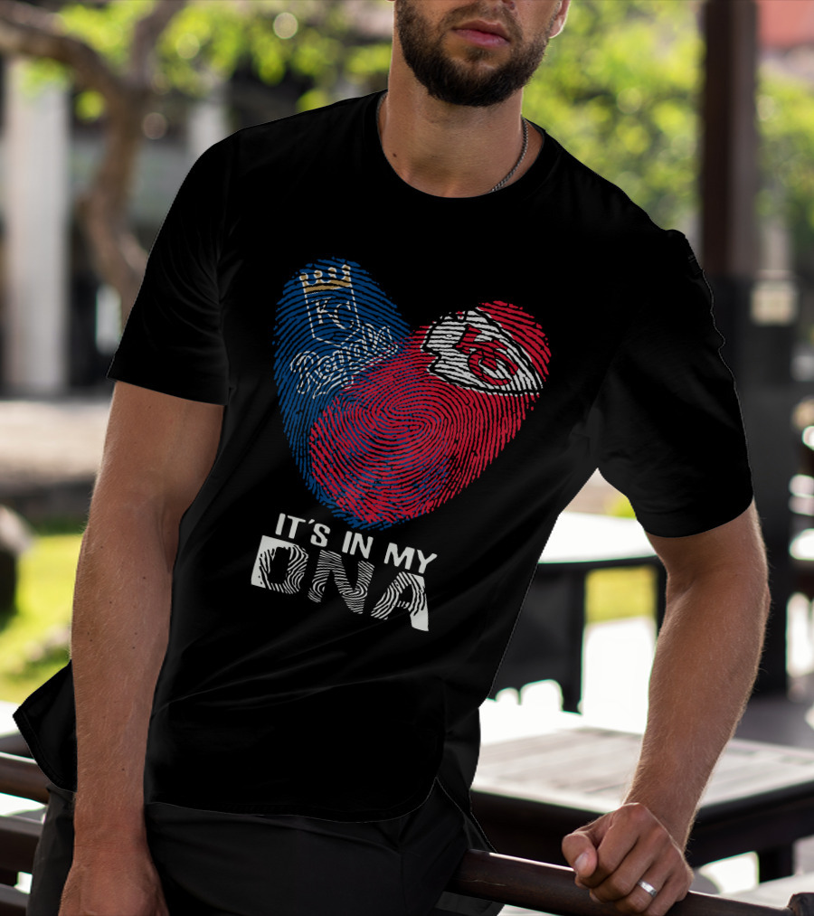Kansas City Royals Chiefs It's In My DNA Fingerprint Heart T-Shirt