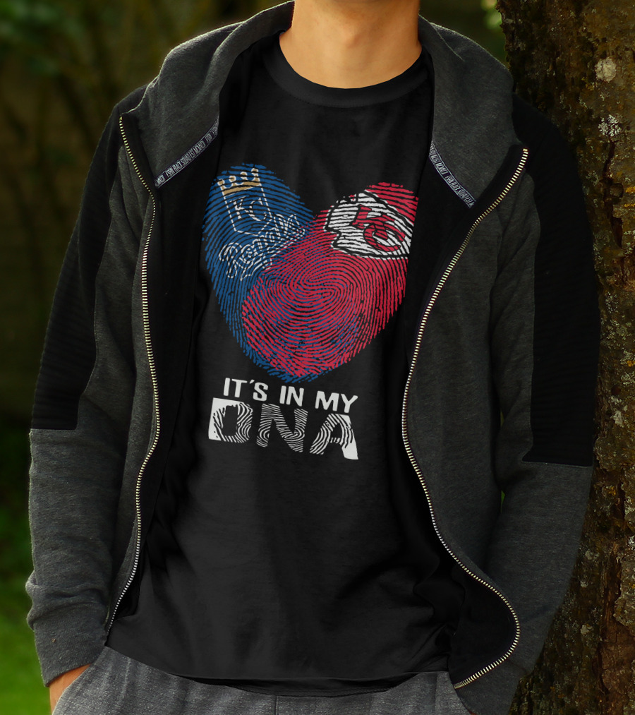 Kansas City Royals Chiefs It's In My DNA Fingerprint Heart T-Shirt