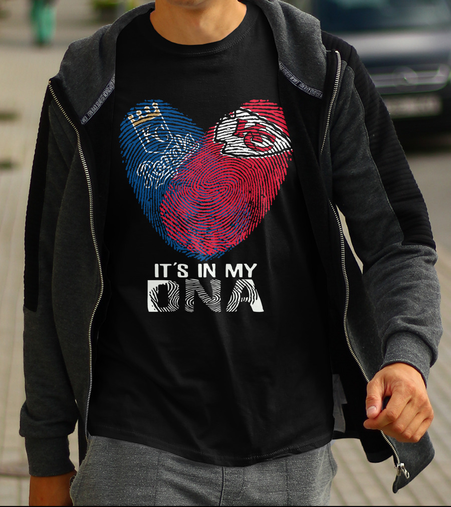 Kansas City Royals Chiefs It's In My DNA Fingerprint Heart T-Shirt