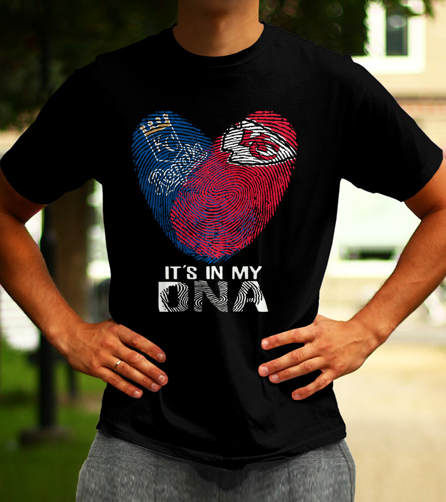 Kansas City Royals Chiefs It's In My DNA Fingerprint Heart T-Shirt