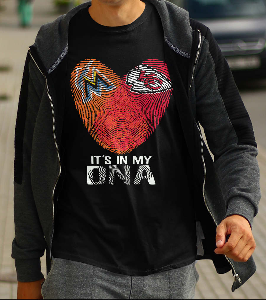 Miami Marlins Kansas City Chiefs It's In My DNA T-Shirt