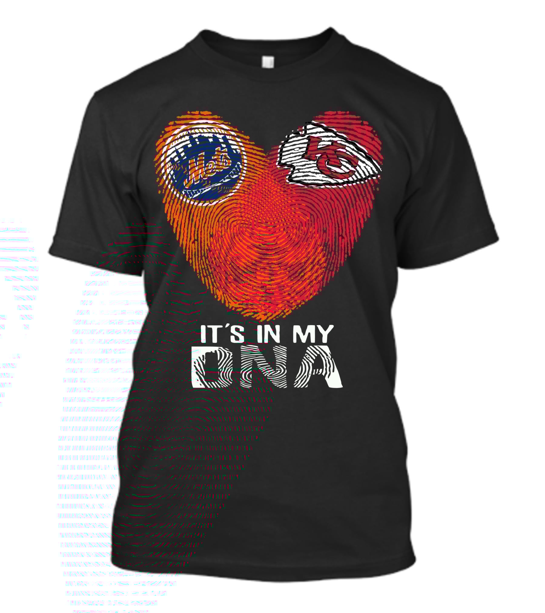 It's In My DNA New York Mets Chiefs Fingerprint Heart T-Shirt