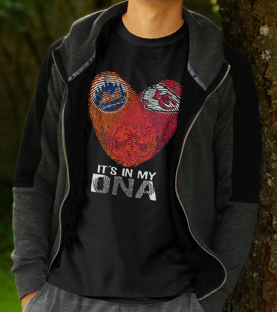 It's In My DNA New York Mets Chiefs Fingerprint Heart T-Shirt