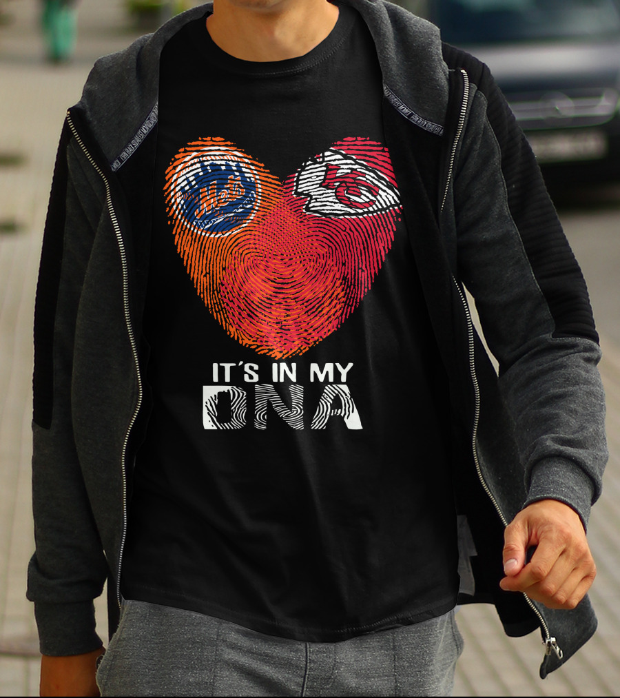 It's In My DNA New York Mets Chiefs Fingerprint Heart T-Shirt