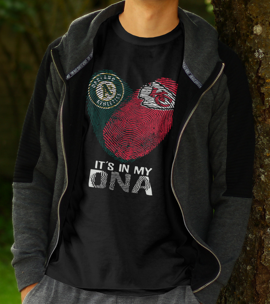 Oakland Athletics Kansas City Chiefs It's In My DNA Fingerprint T-Shirt