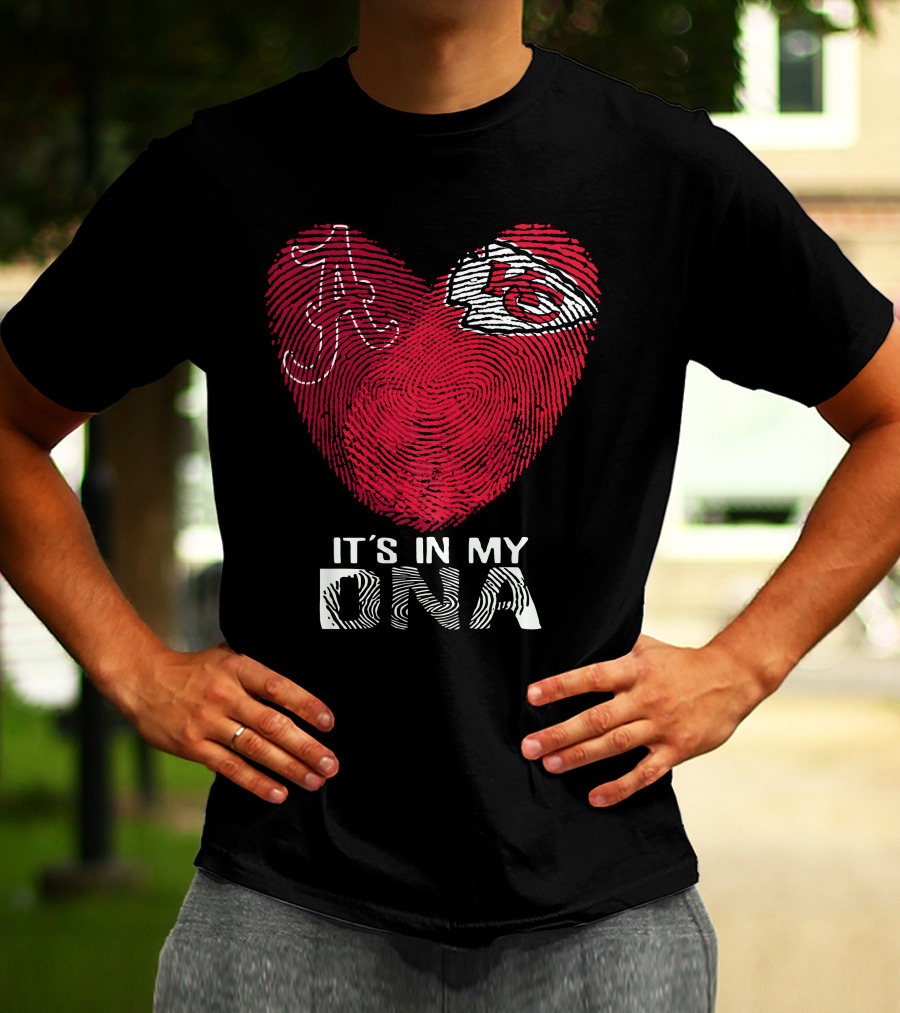 Alabama And Chiefs Heart Fingerprint It's In My Dna T-Shirt