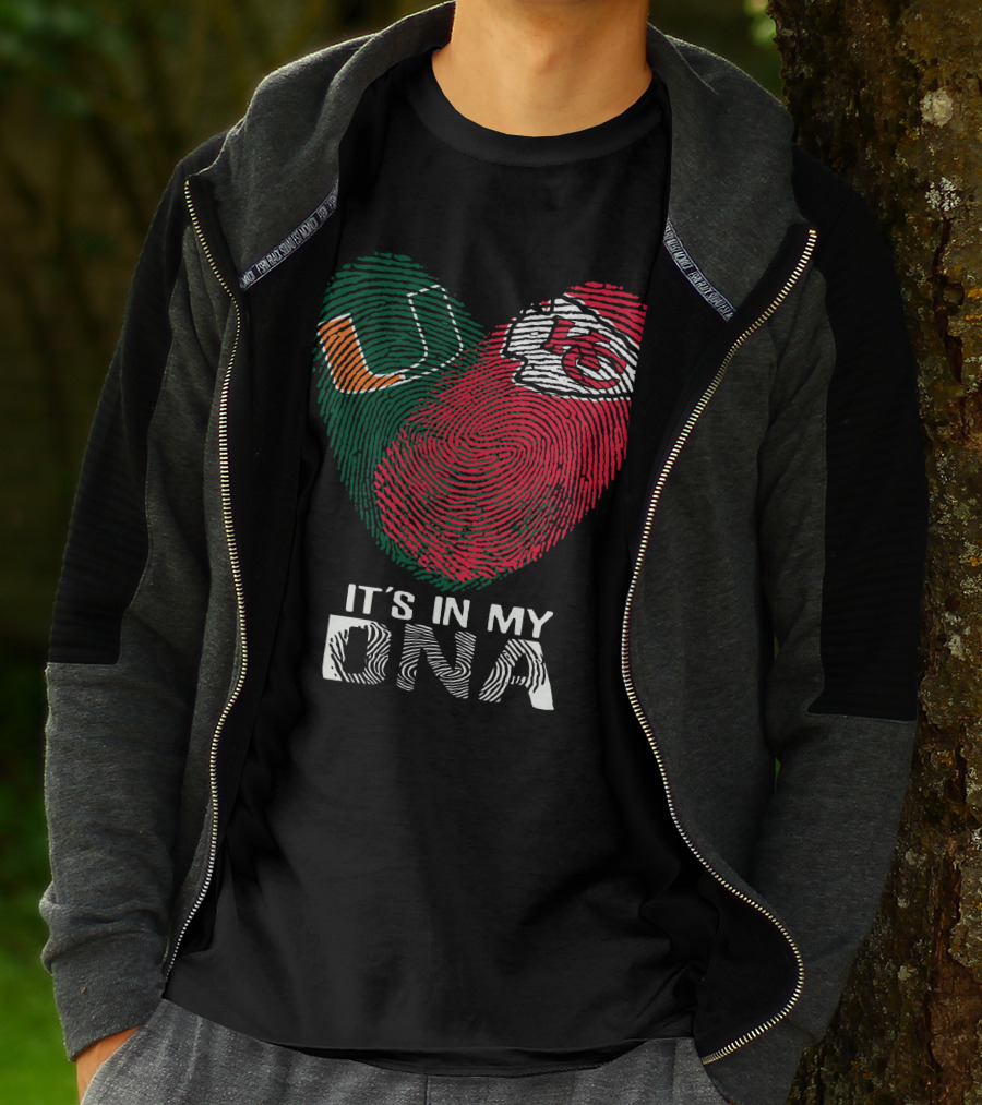 Miami Hurricanes Kansas City Chiefs It's In My Dna Fingerprint T-Shirt