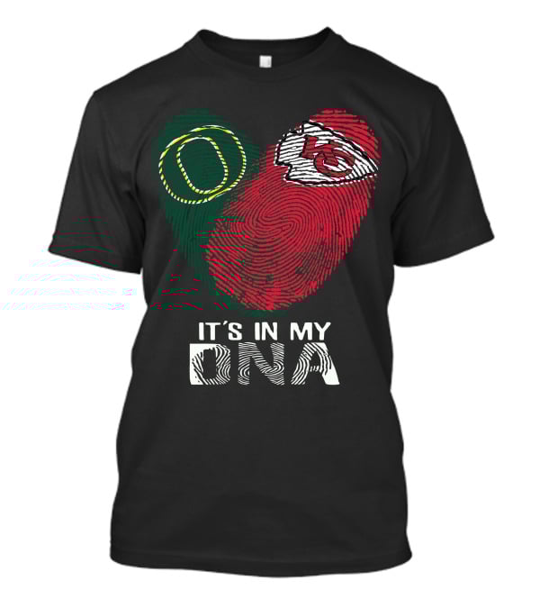 Oregon Ducks Chiefs It's In My Dna Heart Fingerprint T-Shirt