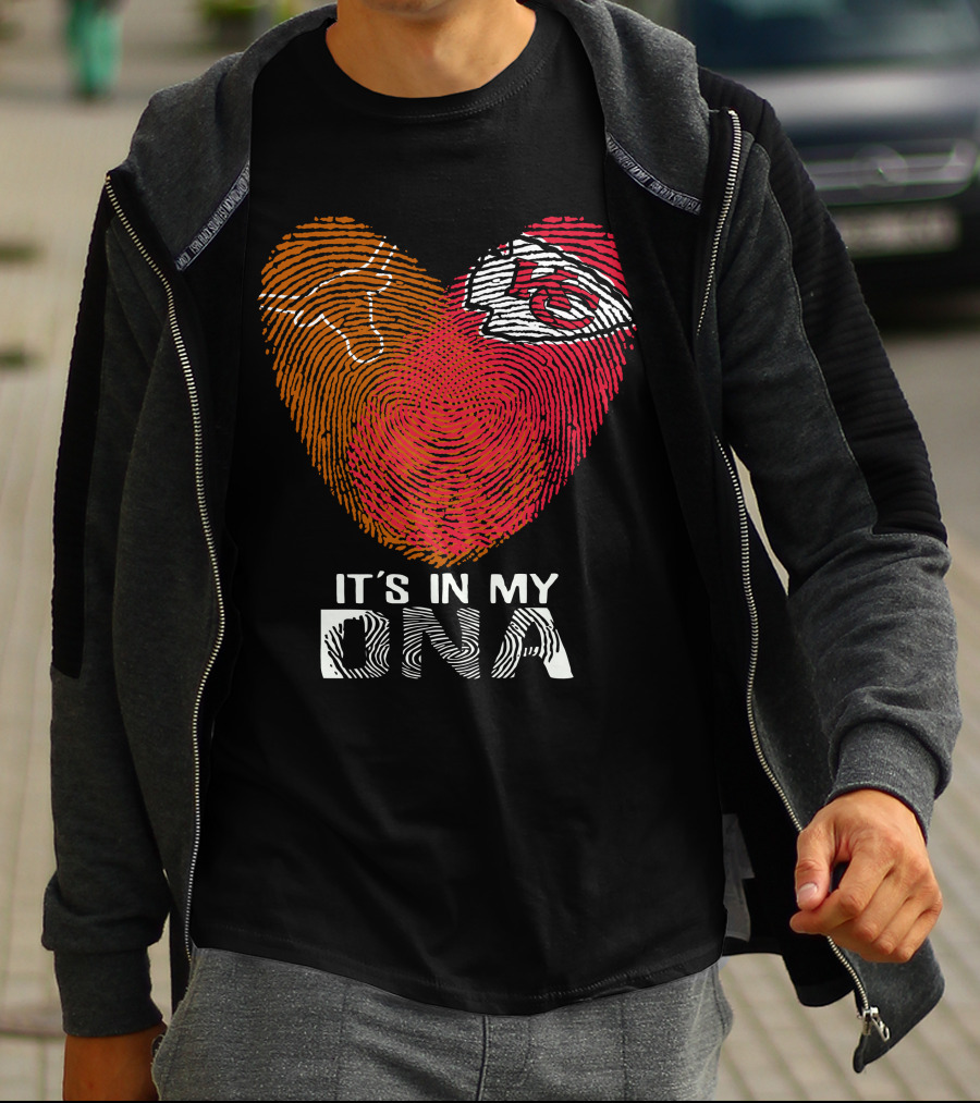 Texas Longhorns Kansas City Chiefs It's In My Dna Fingerprint Heart T-Shirt