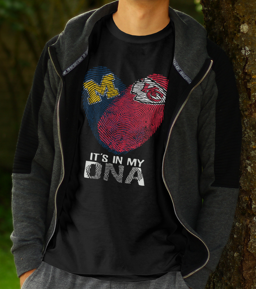 Wolverines Chiefs It's In My DNA Fingerprint Heart T-Shirt