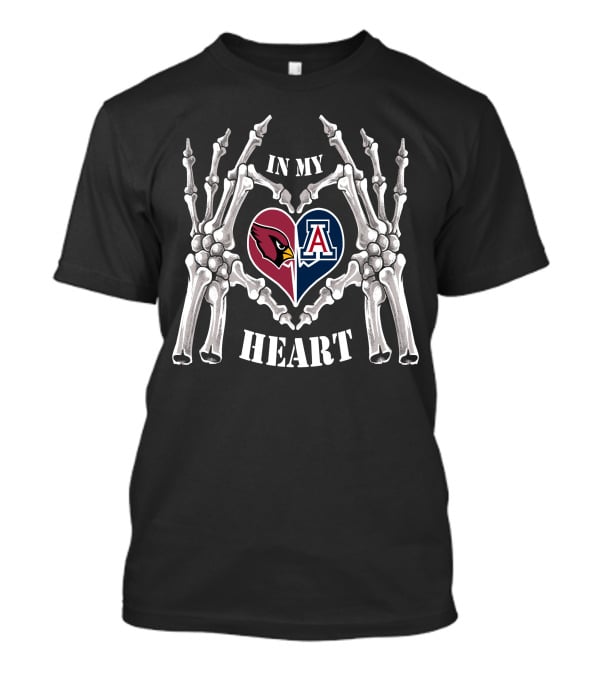 In My Heart Arizona Cardinals Wildcats Skeleton Hands T-Shirt