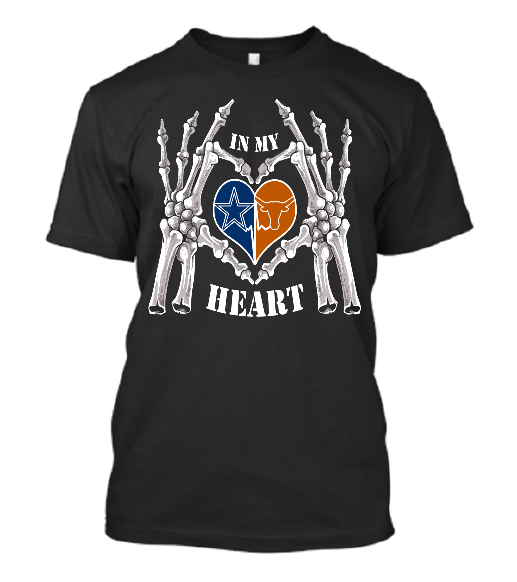In My Heart Cowboys Longhorns Skeleton Hands T-Shirt