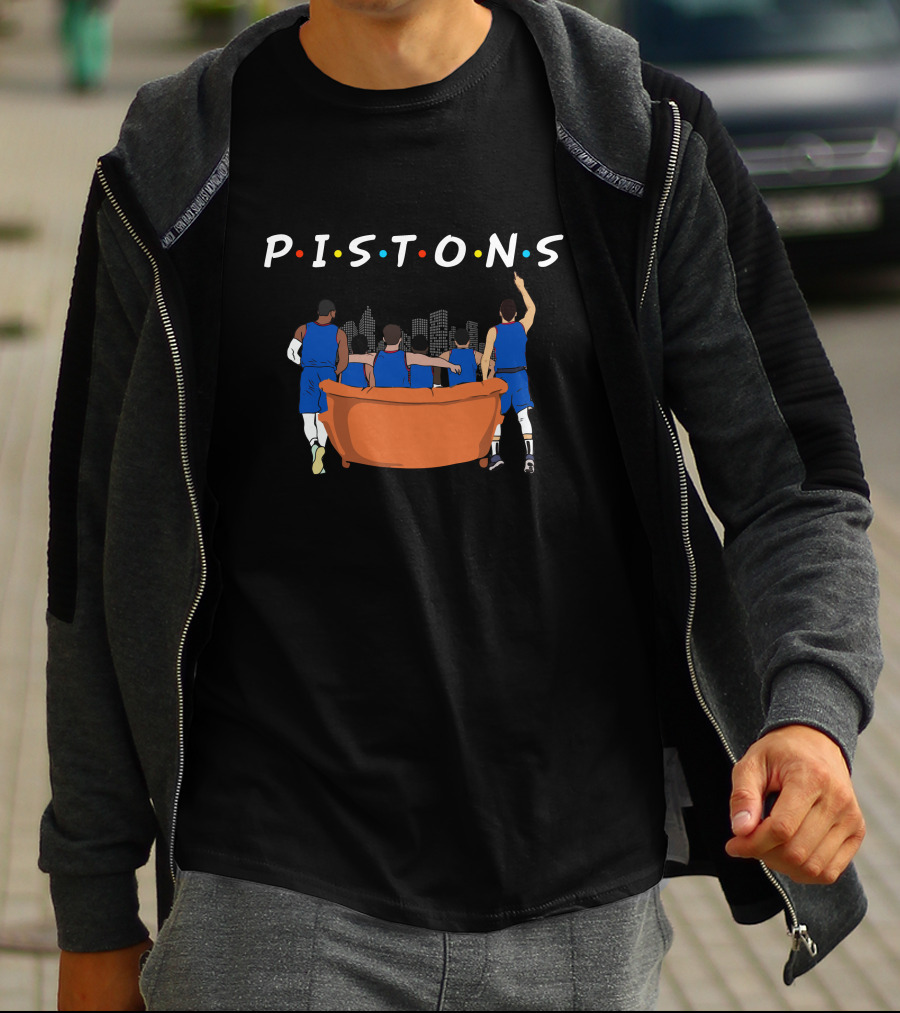 Pistons Detroit Basketball Team Couch City Skyline T-Shirt