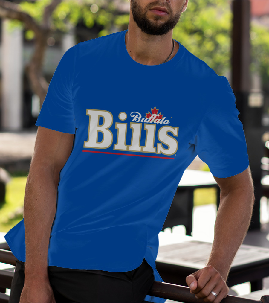 Buffalo Bills Logo With Red Maple Leaf T-Shirt