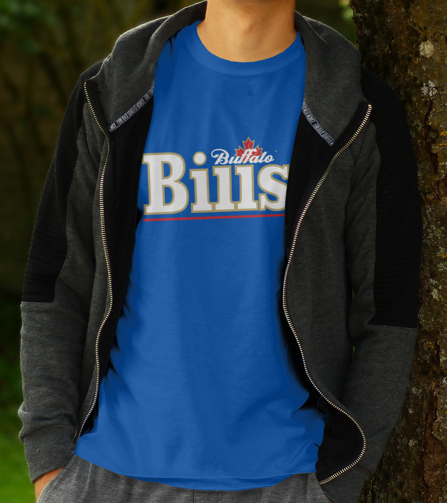 Buffalo Bills Logo With Red Maple Leaf T-Shirt
