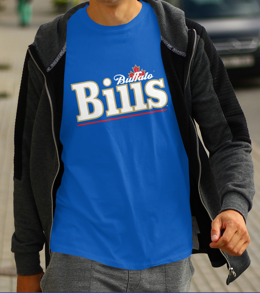 Buffalo Bills Logo With Red Maple Leaf T-Shirt