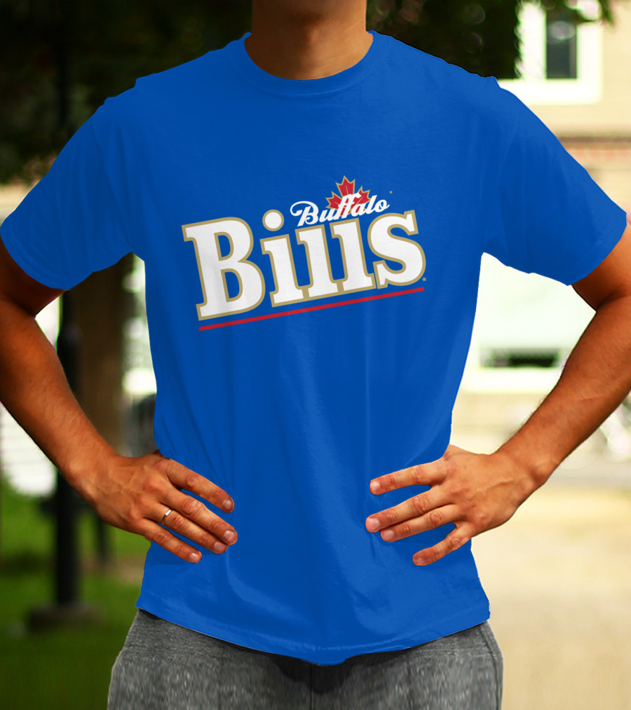 Buffalo Bills Logo With Red Maple Leaf T-Shirt