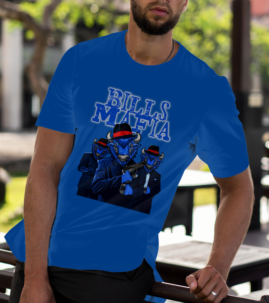 Bills Mafia Suited Blue Bulls Gang With Red Hats T-Shirt