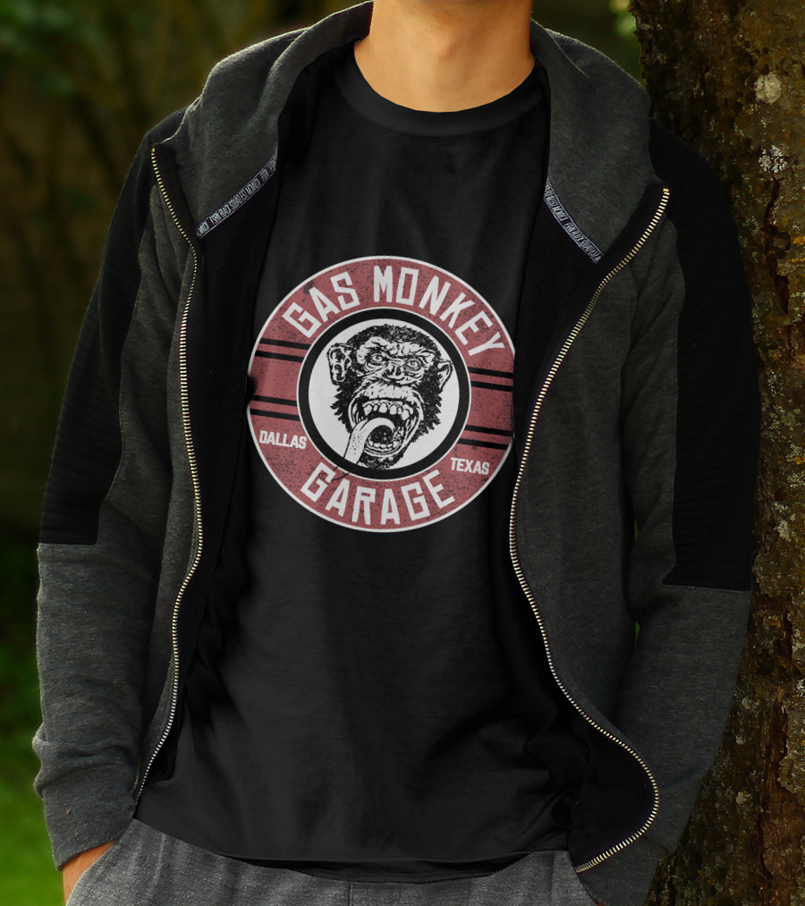 Gas Monkey Garage Dallas Texas Monkey Logo Red Circle T-Shirt