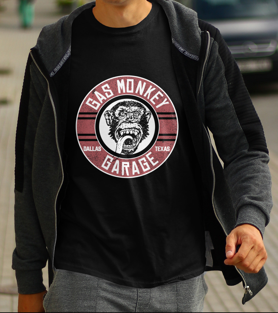 Gas Monkey Garage Dallas Texas Monkey Logo Red Circle T-Shirt