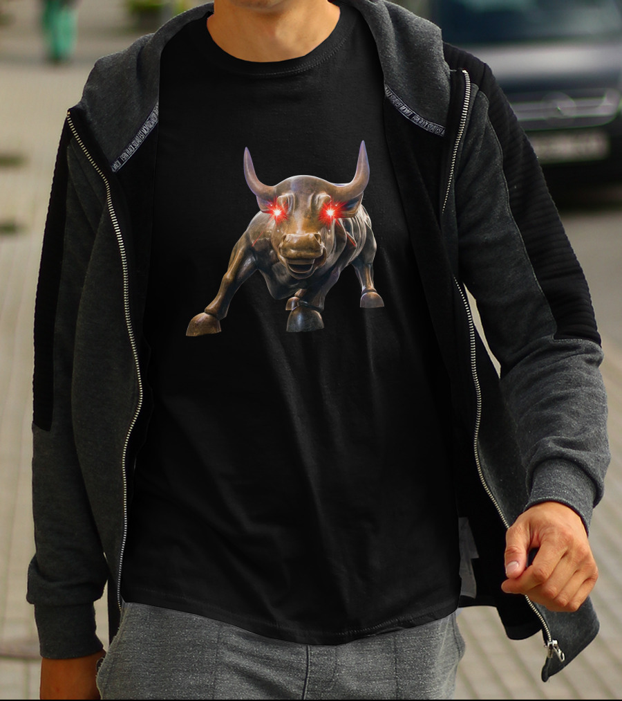 The Best Business Show Bull Market Apompliano Charging Bull Red Eyes Iconic T-Shirt