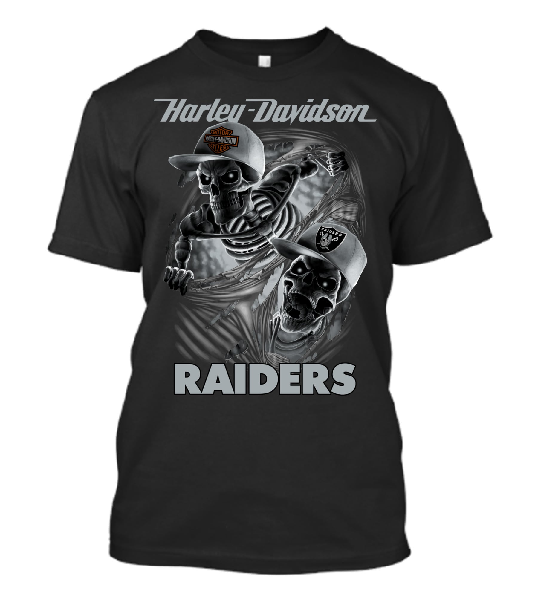 Harley Davidson Raiders Skeletons Las Vegas Raiders T-Shirt
