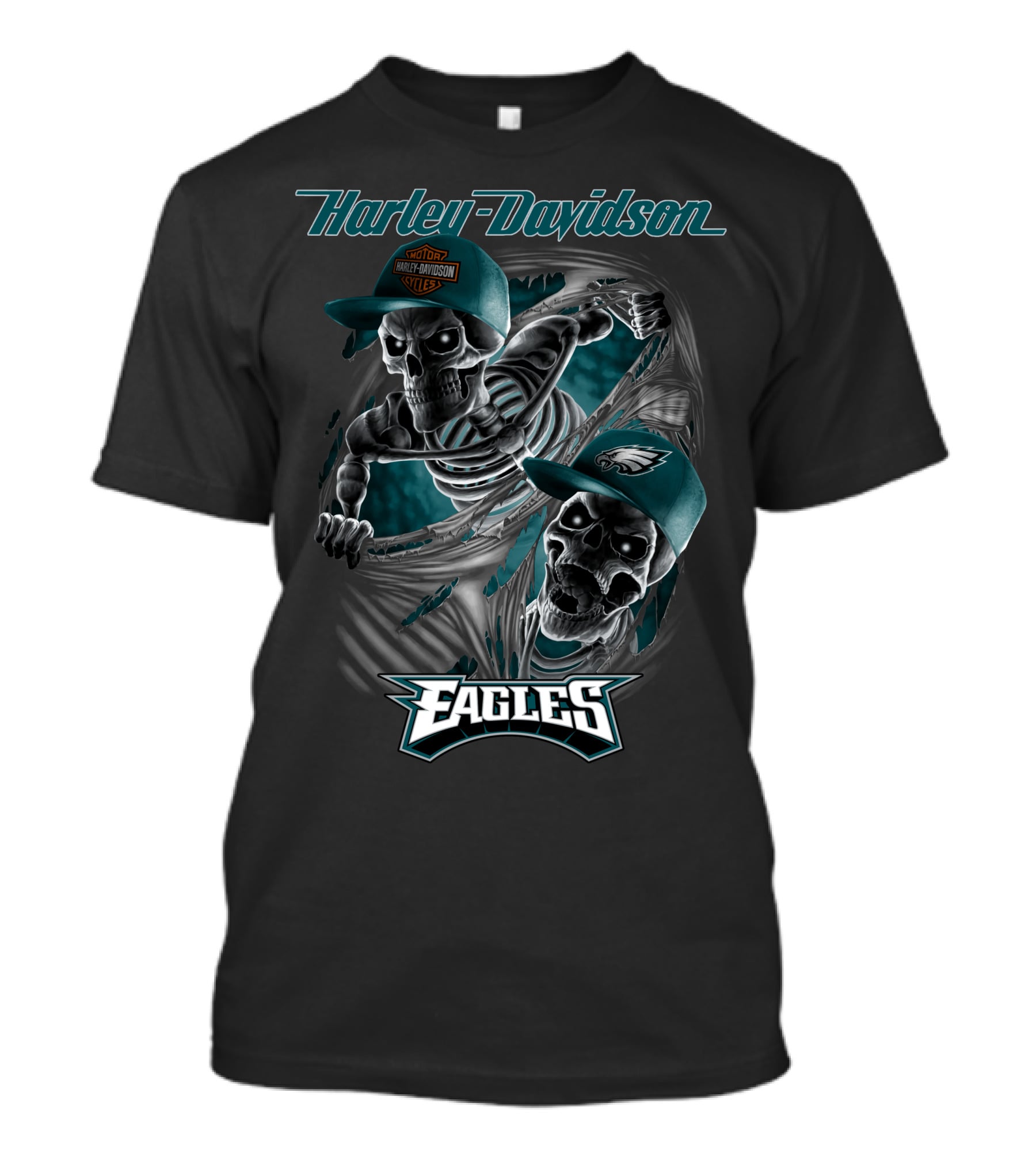 Harley Davidson Philadelphia Eagles Skeletons T-Shirt