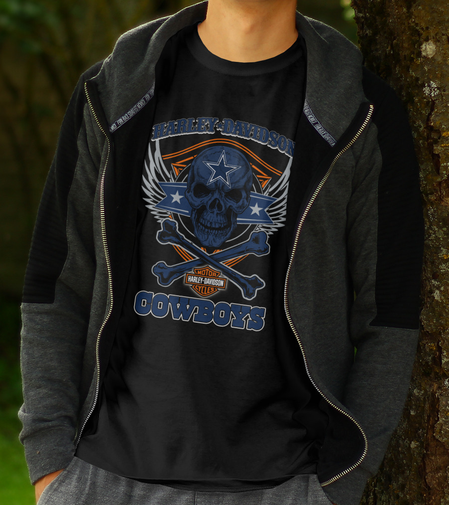 Harley Davidson Cowboys Skull Star Badge T-Shirt