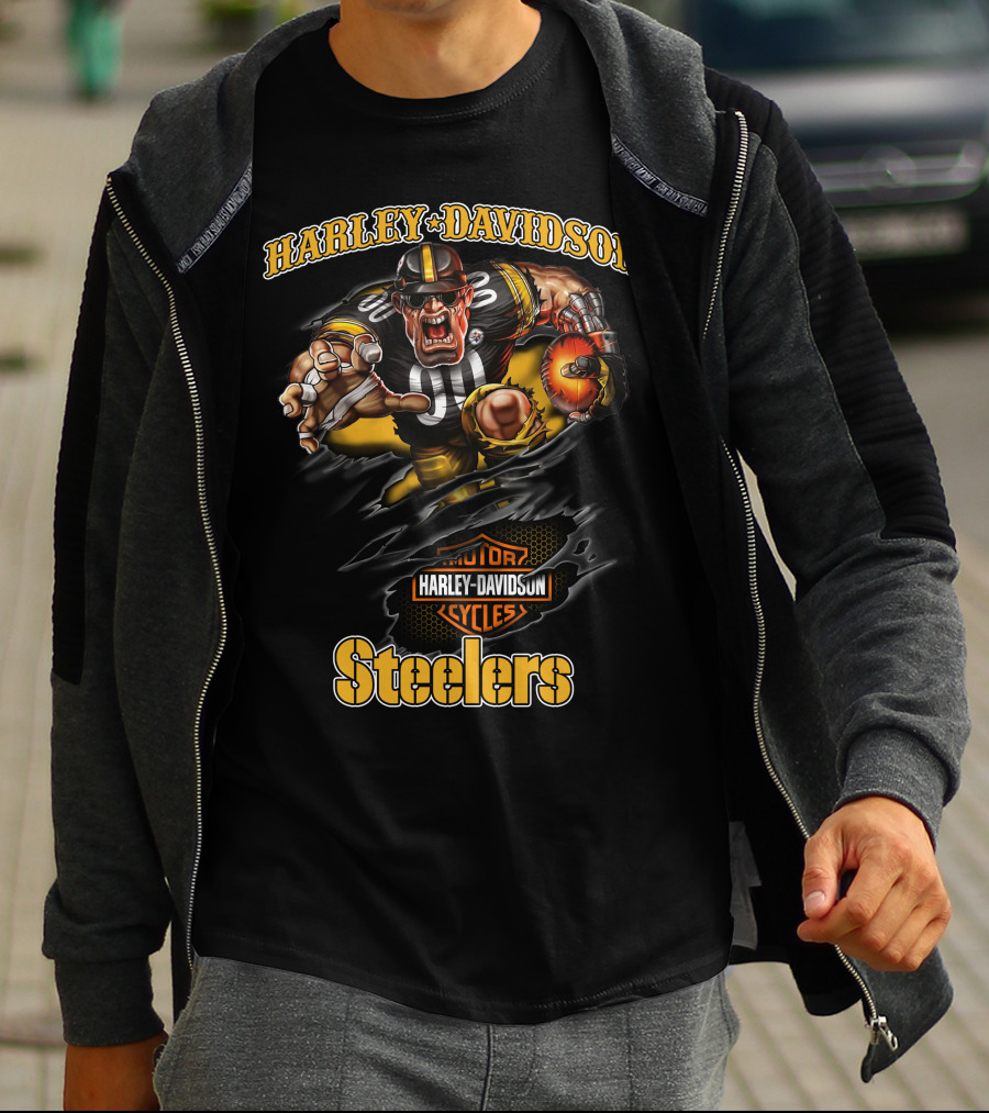 Harley Davidson Steelers Hl Mascots Pittsburgh Steelers T-Shirt