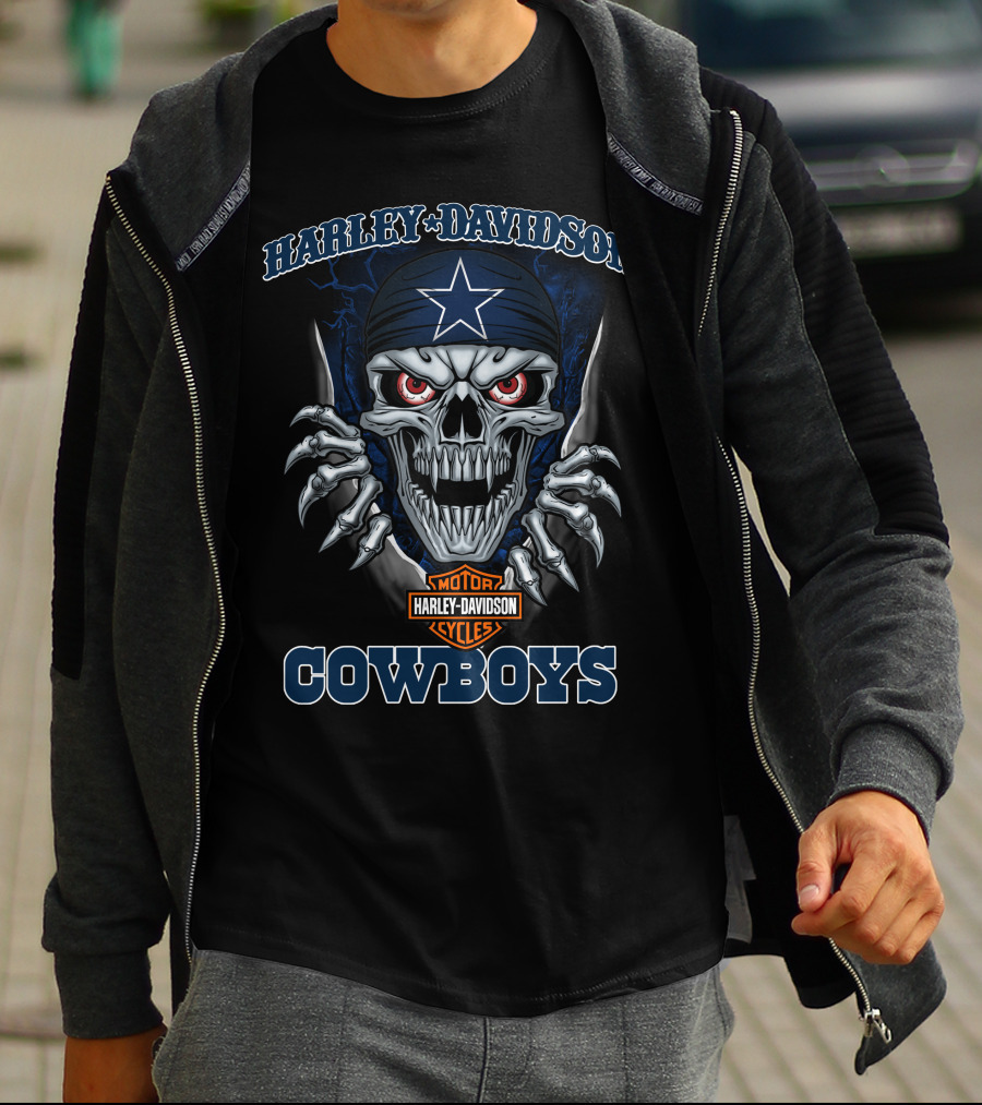 Harley Davidson Motor Cycles Skull Cowboys T-Shirt