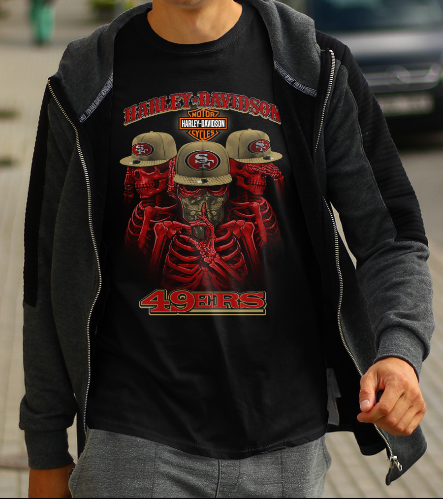 Harley Davidson 49ers Motorcycles Sf Skull T-Shirt