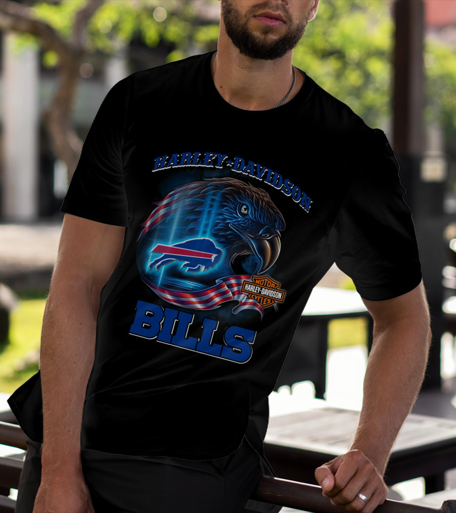 Harley Davidson Buffalo Bills Eagle Motor Cycles T-Shirt