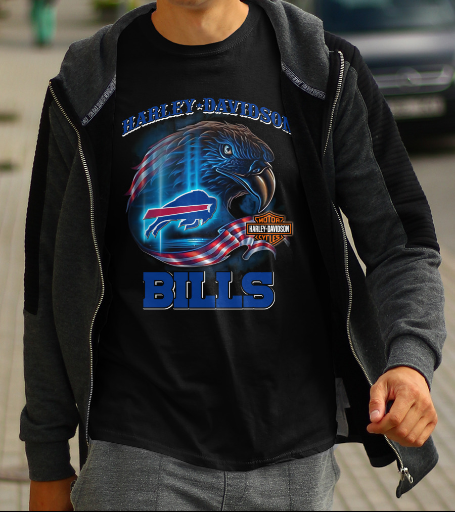 Harley Davidson Buffalo Bills Eagle Motor Cycles T-Shirt