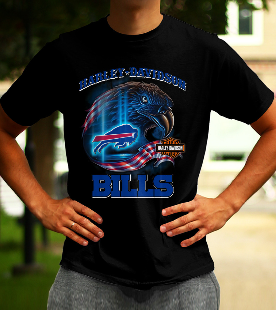 Harley Davidson Buffalo Bills Eagle Motor Cycles T-Shirt
