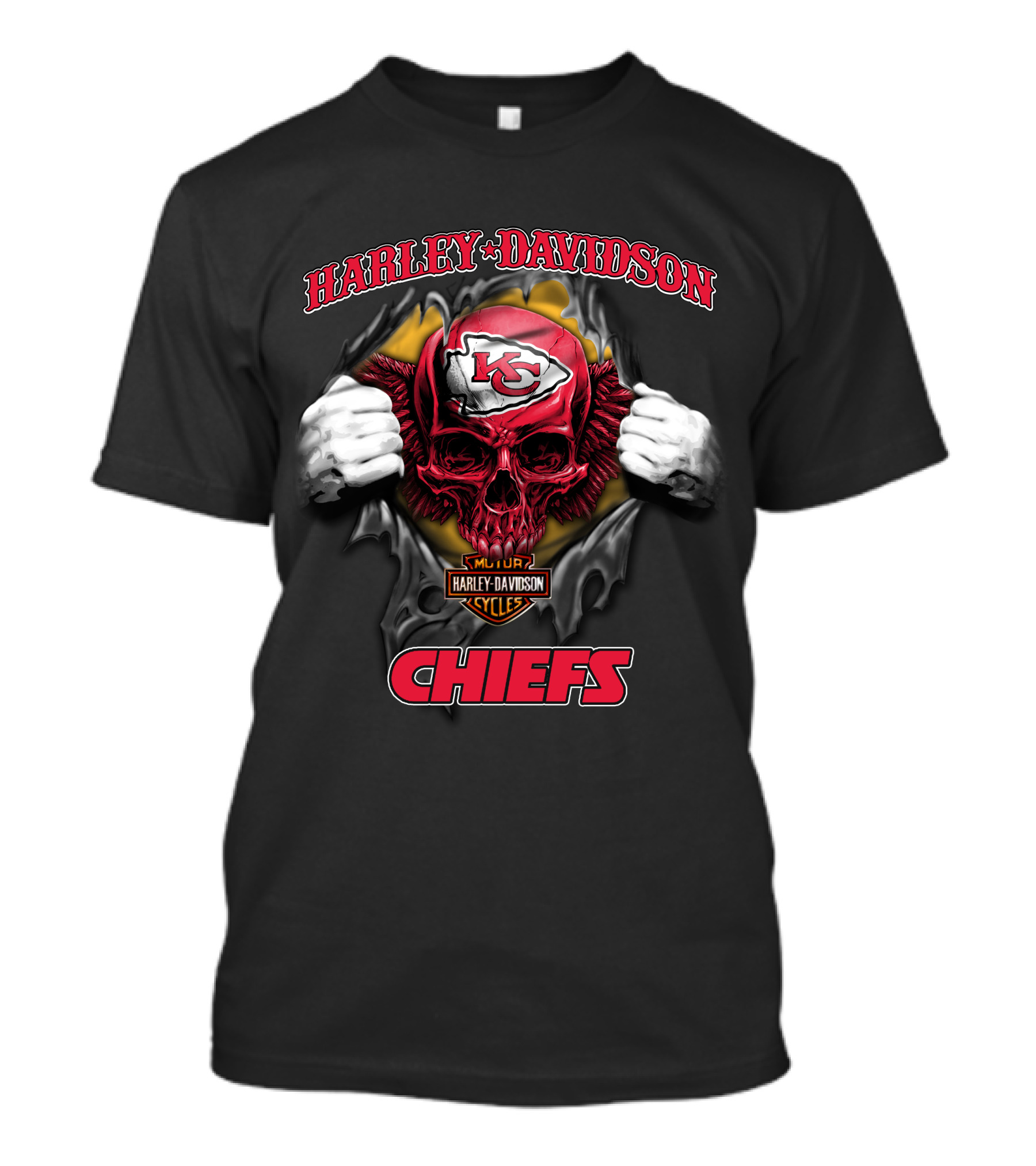 Harley Davidson Major Kansas City Chiefs Skull T-Shirt