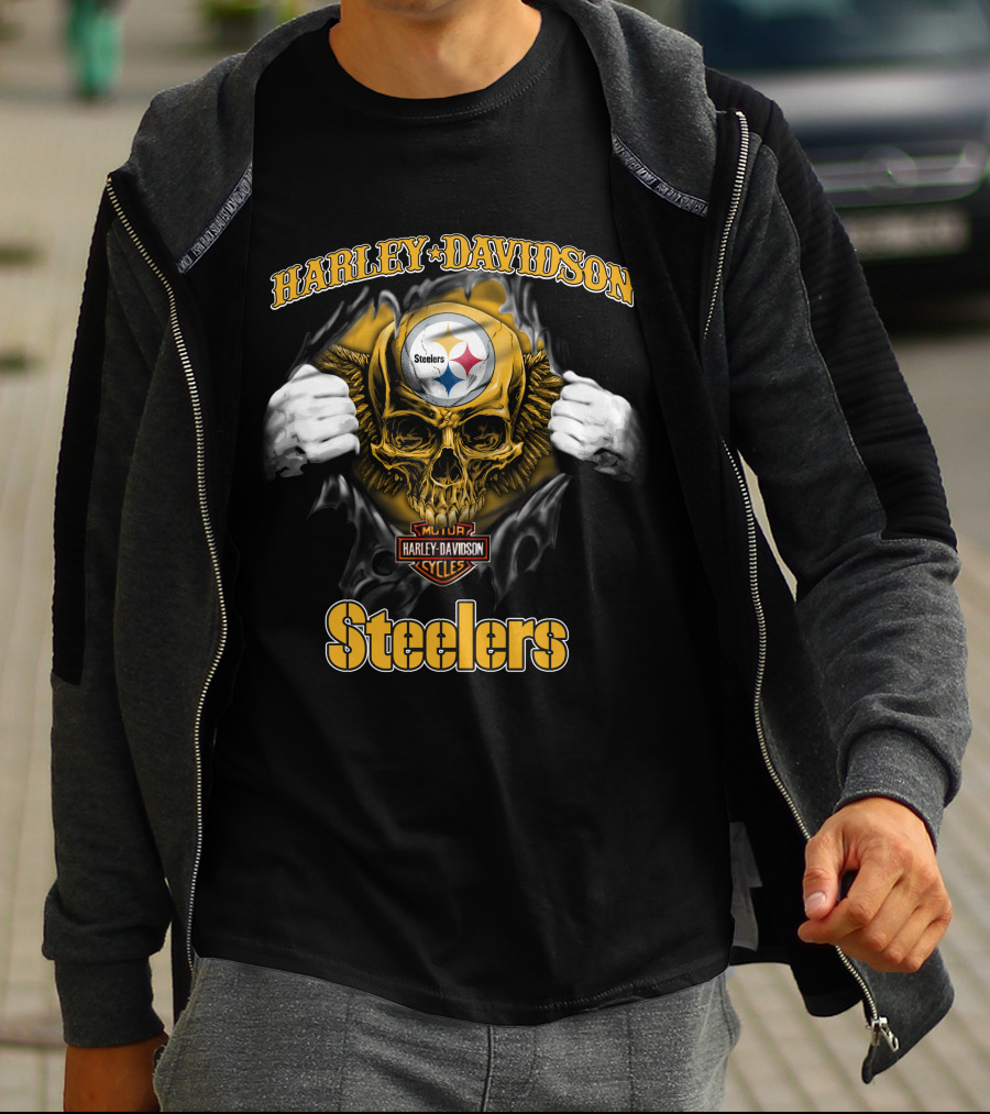 Harley Davidson Pittsburgh Steelers Skull T-Shirt