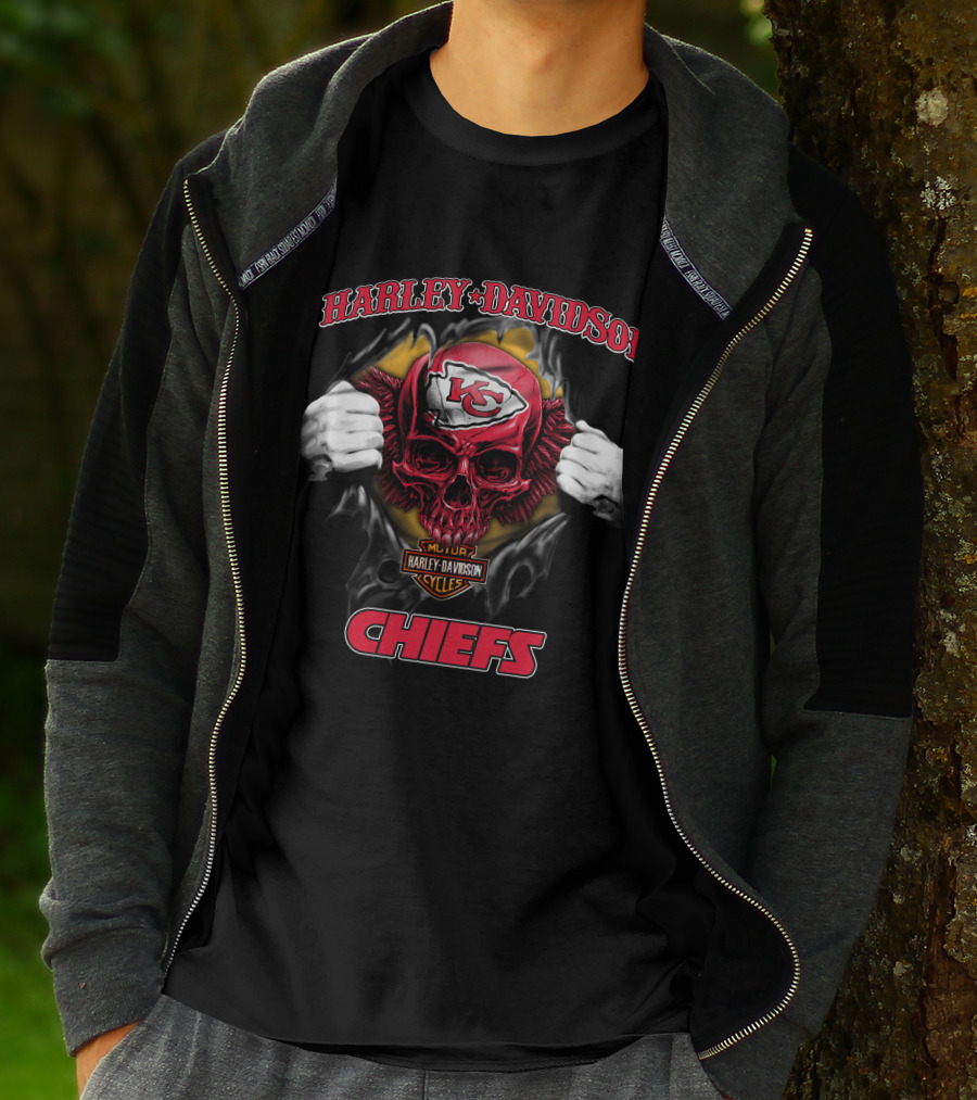 Harley Davidson Nfl Skull Kansas City Chiefs T-Shirt
