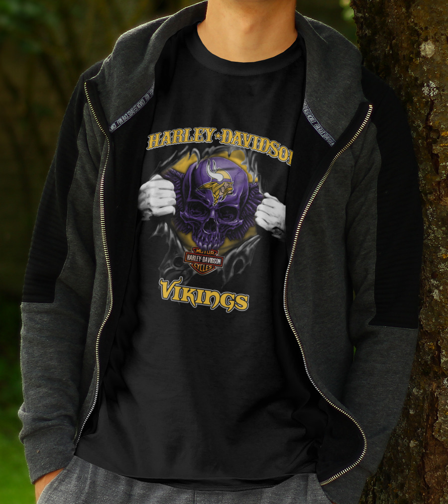 Harley Davidson Skull Minnesota Vikings Nfl T-Shirt