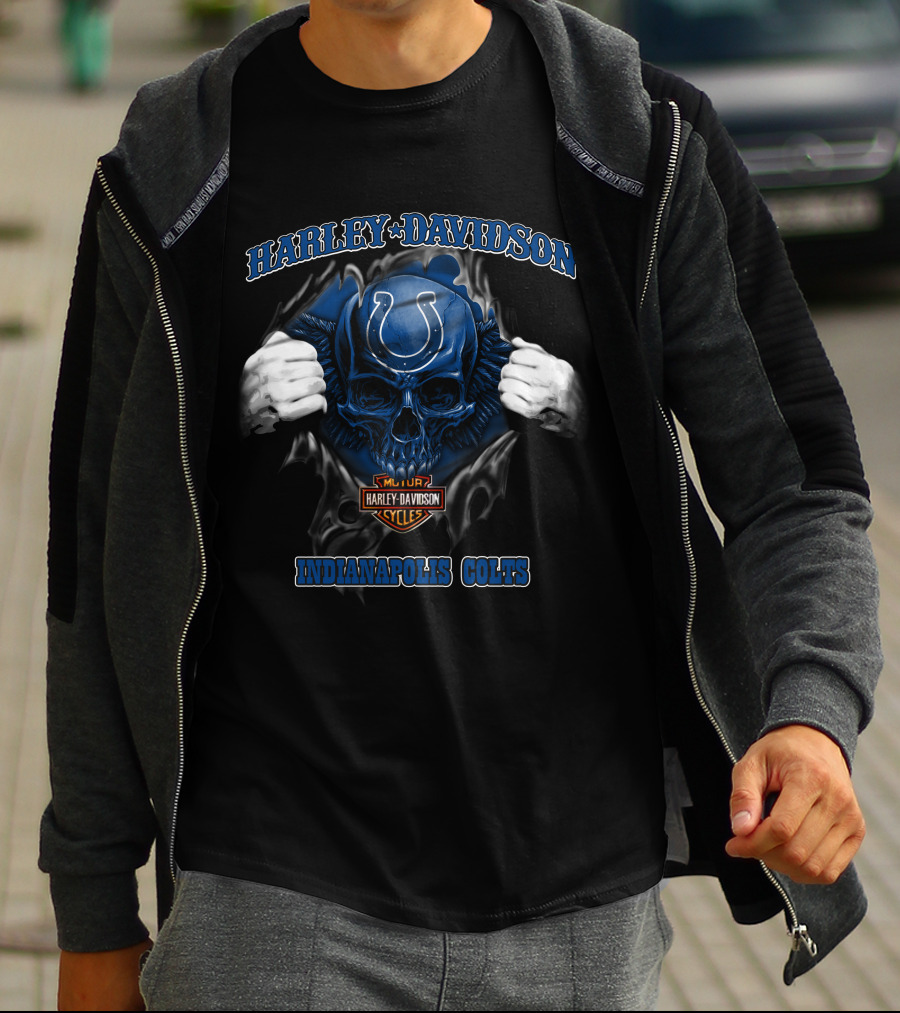Harley Davidson Nfl Skull Indianapolis Colts T-Shirt