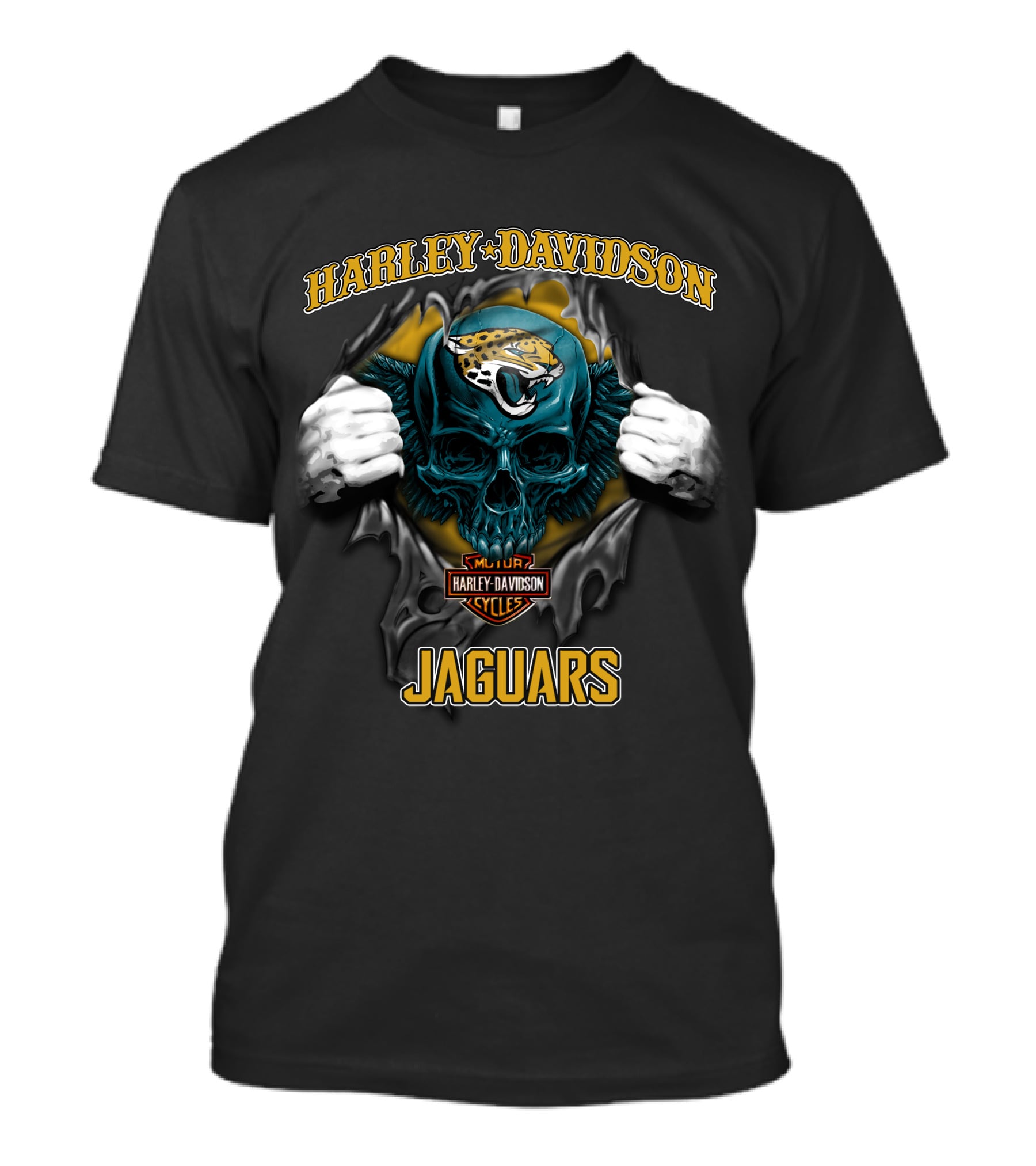 Harley Davidson Jacksonville Jaguars Skull Cycles T-Shirt