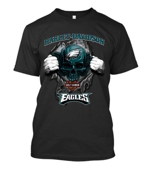 Harley Davidson Nfl Skull Philadelphia Eagles T-Shirt