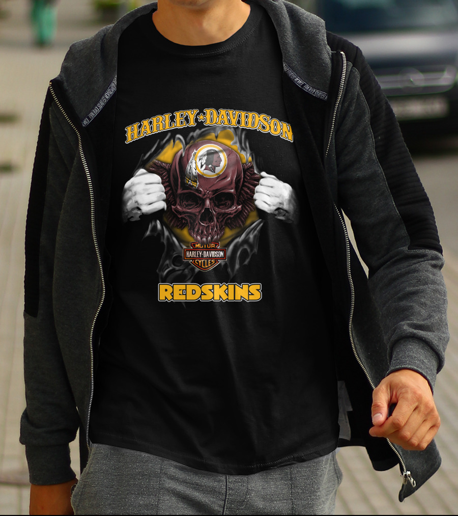 Harley Davidson Nfl Skull Washington Redskins T-Shirt