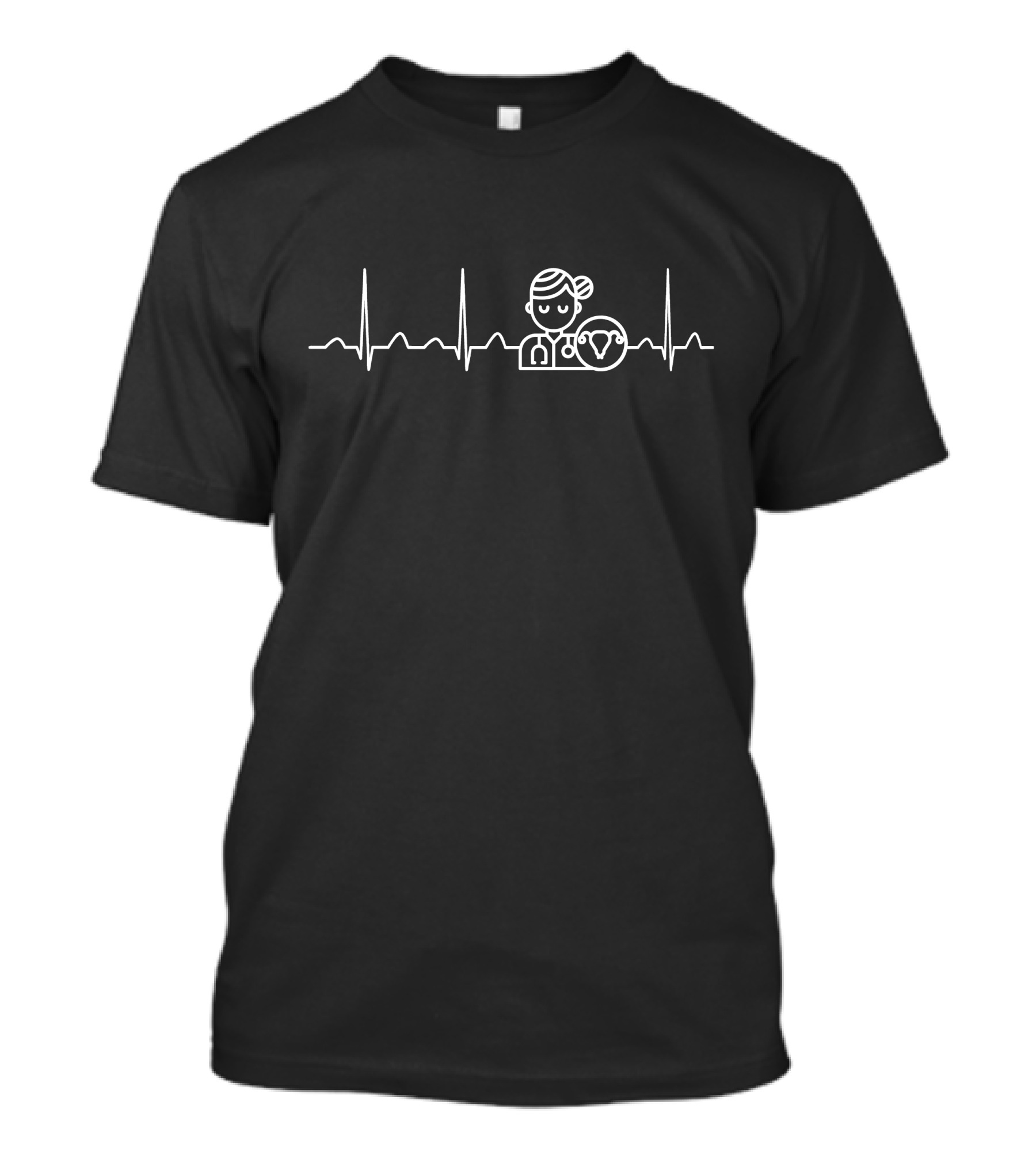 Gynecologist Heartbeat Stethoscope Uterus Line T-Shirt