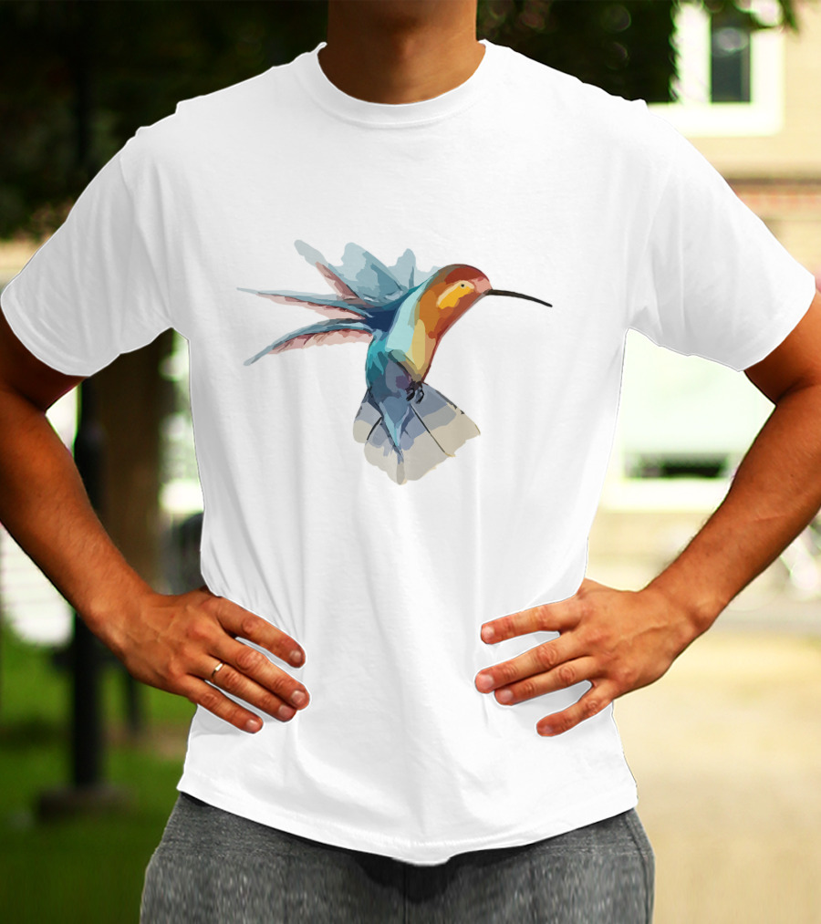 Ao Hinh Con Chim Vibrant Watercolor Bird T-Shirt